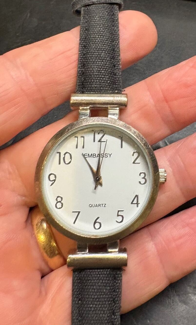 Women's 37mm Silver Tone embassy Watch, Black Fabric Band